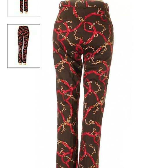 ZARA brown pants with red chain belt print - Picture 2 of 2